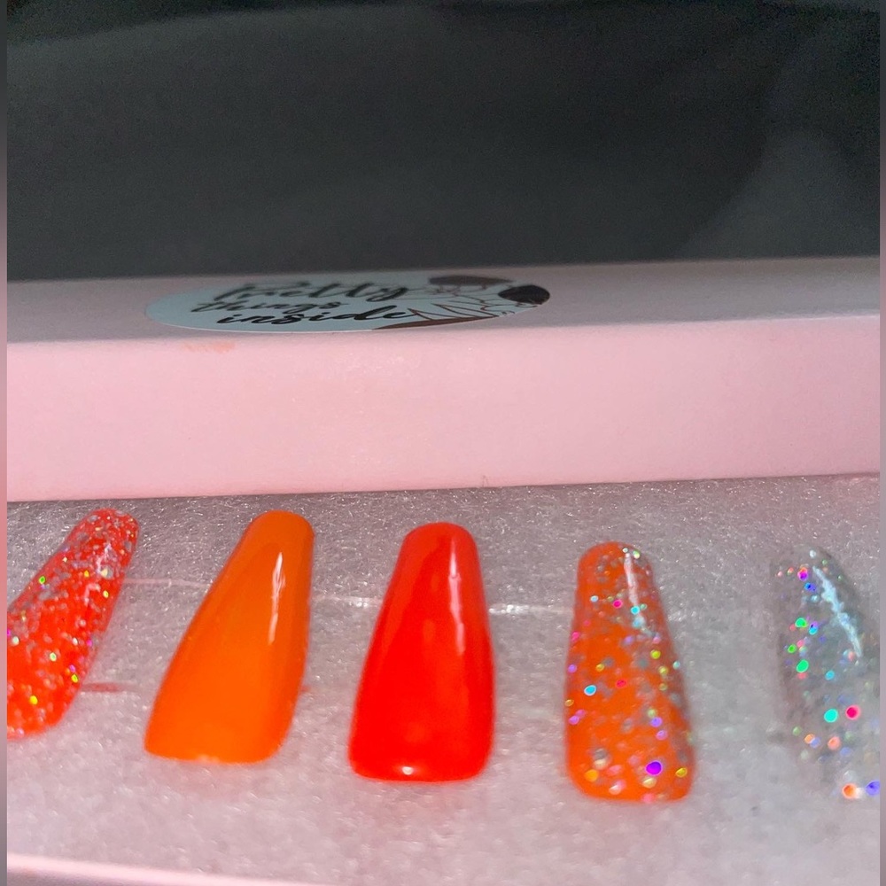 Orange Crush Glitz Press-On Nails